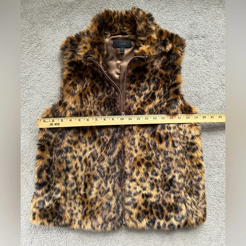 J. Crew Leopard Print Faux Fur Vest - Picture 5 of 7